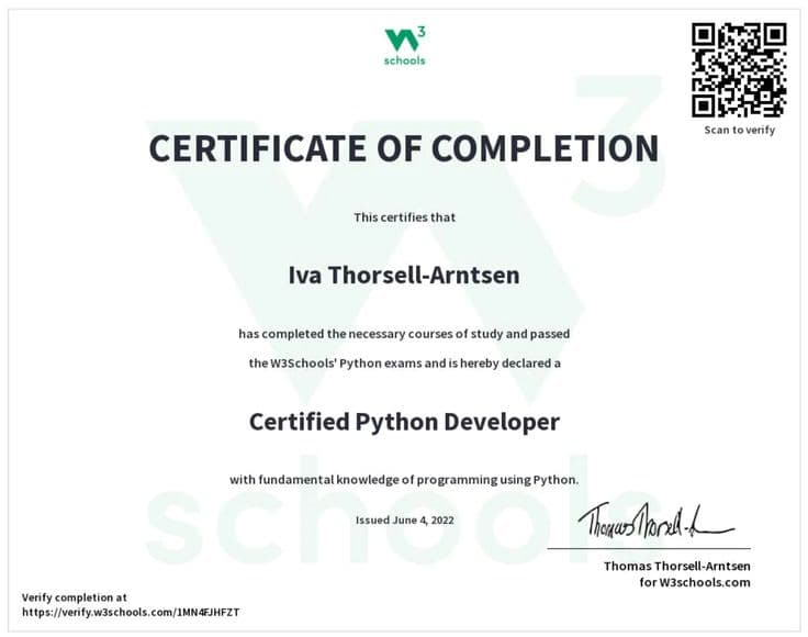 Certified Python Developer (EXAMPLE)